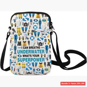 Canvas Crossbody Bag with Adjustable Strap, 3 Pockets, Machine Washable